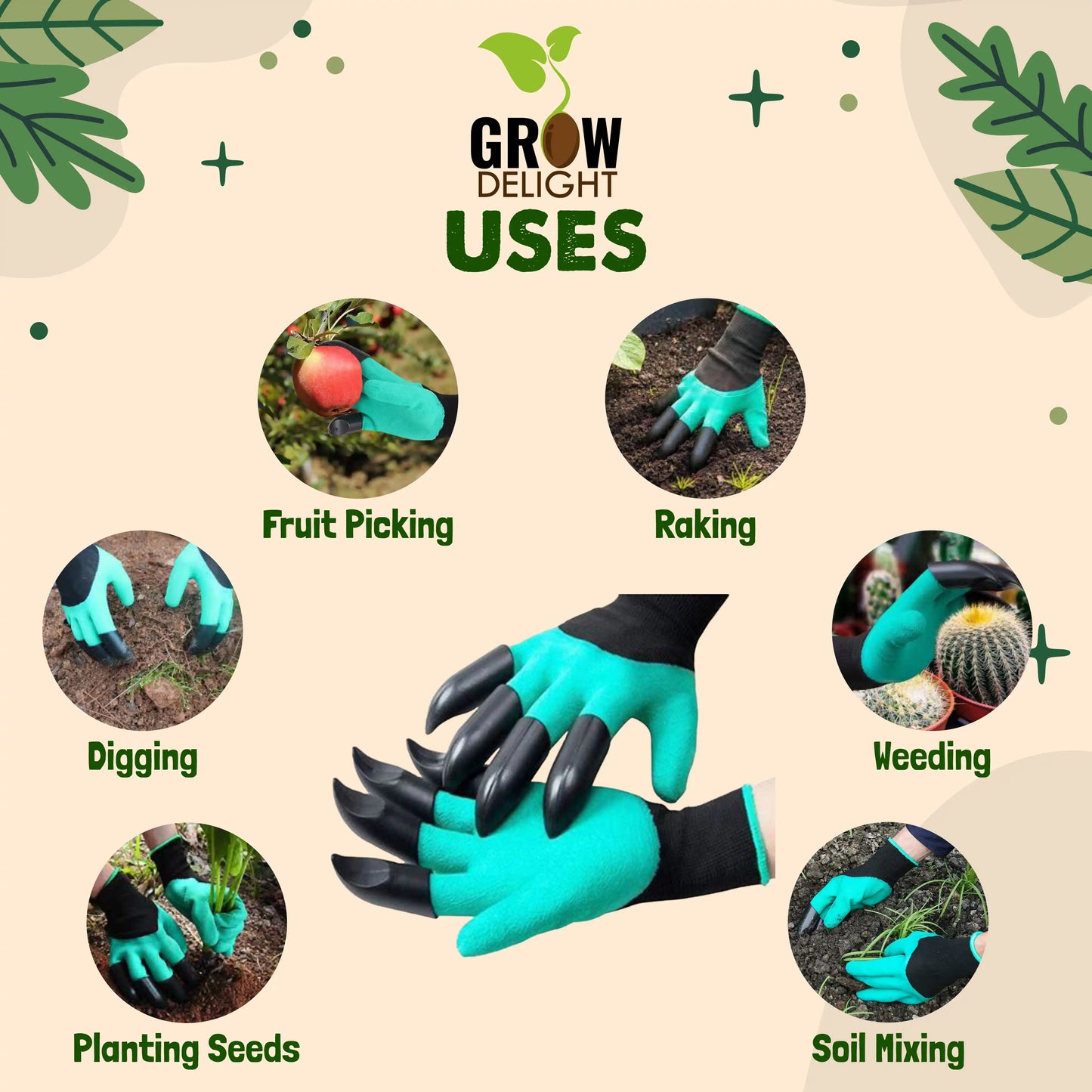 Grow Delight Garden Gloves With Claws