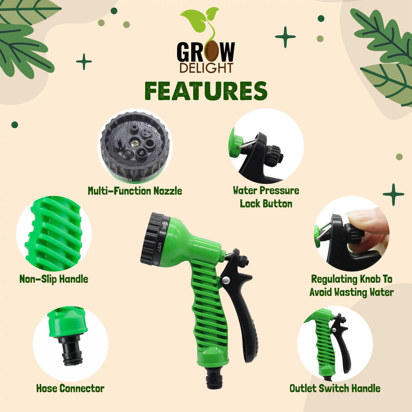 Grow Delight High Pressure Water Spray Gun for Plants & Garden
