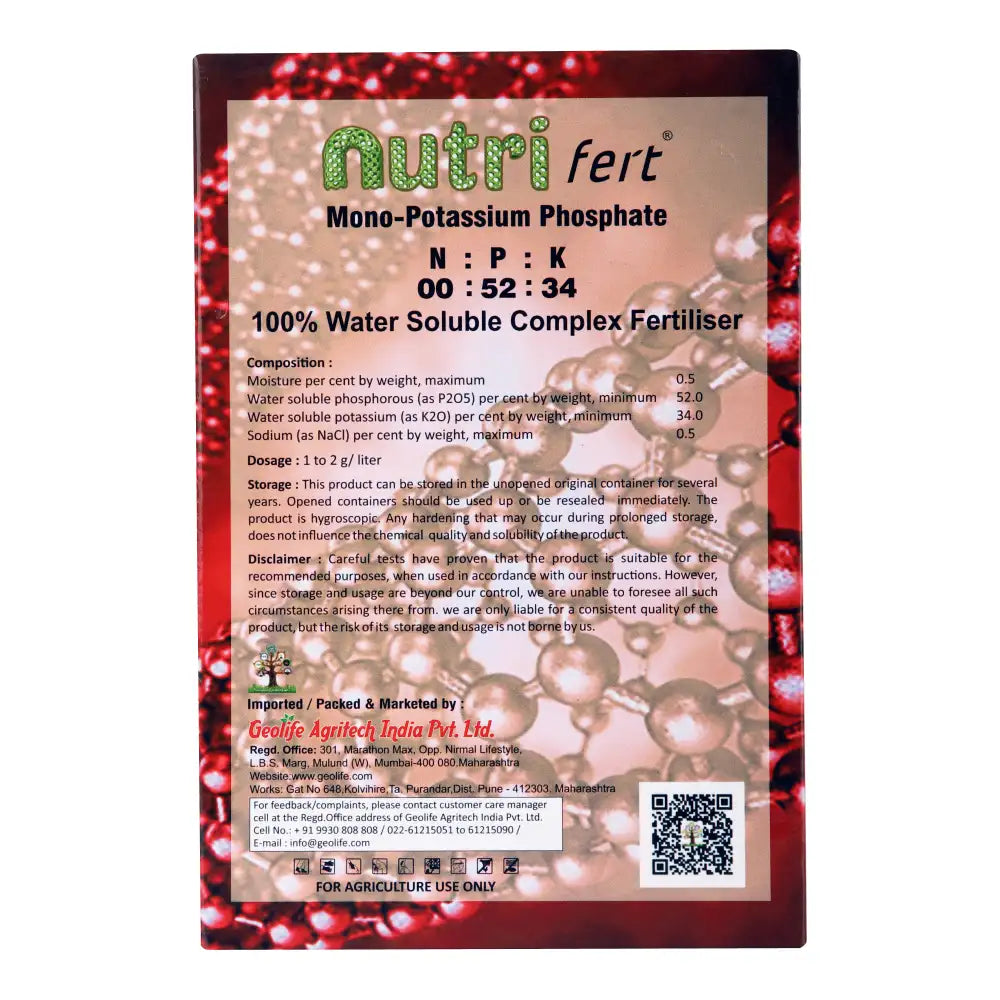 Geolife Nutri Fert NPK Fertilizer 00:52:34