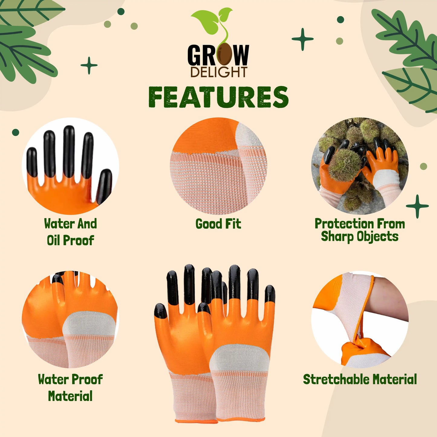 Grow Delight Gardening Gloves for Digging & Planting