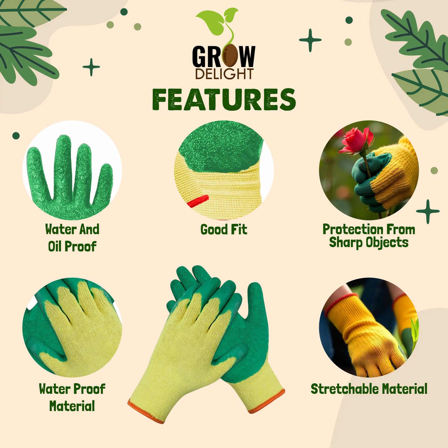 Grow Delight Comfortable Gardening Hand Gloves