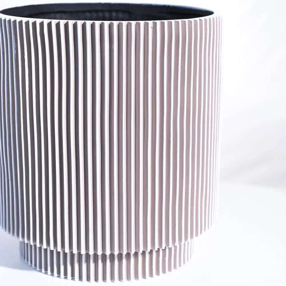 Ugaoo Planter Vase Cylinder Groove (Ivory)