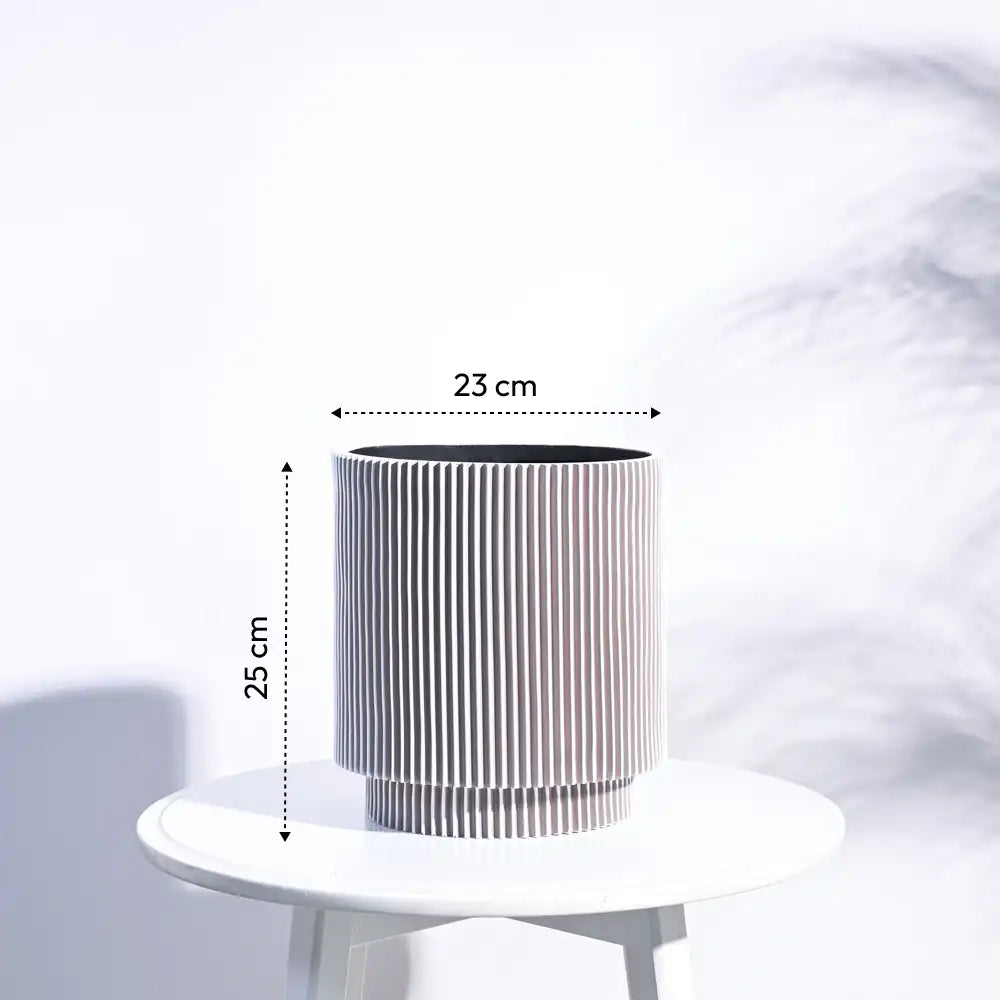 Ugaoo Planter Vase Cylinder Groove (Ivory)