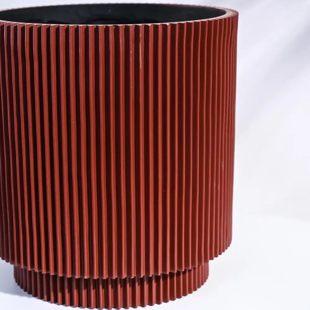 Ugaoo Planter Vase Cylinder Groove (Merlot Red)
