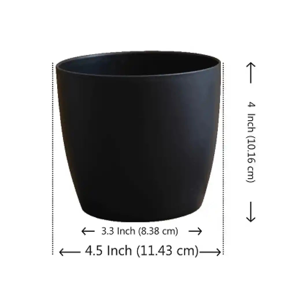 Nurserylive 4.5 Inch Ronda No-1110 Round Plastic Planter (Black)