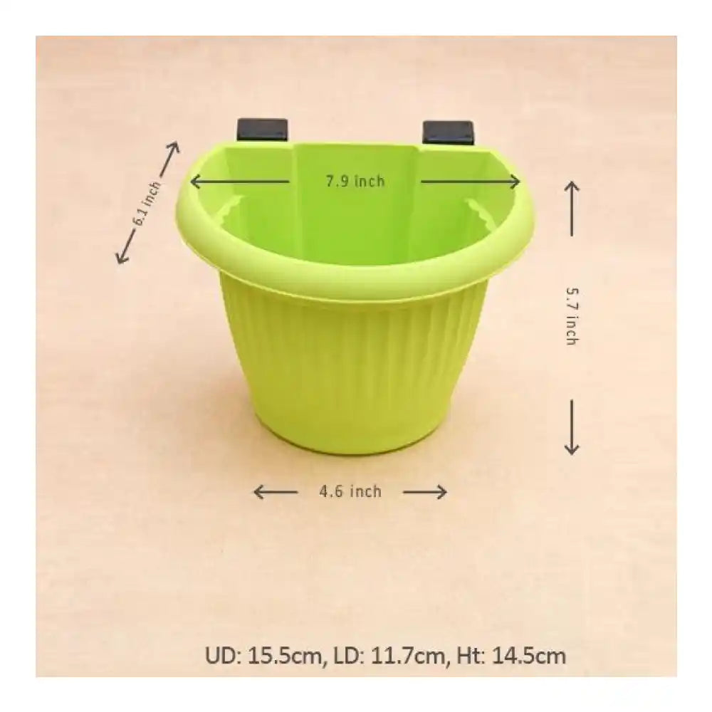 Nurserylive 7.9 Inch Bello Railing D Shape Plastic Planters (Mix Color)