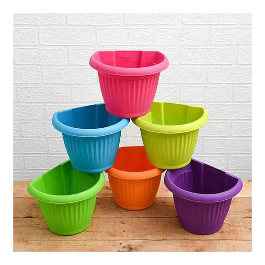 NurseryLive 7.9 inch (20 cm) Bello Wall Mounted D Shape plastic Planters (Mix Color)