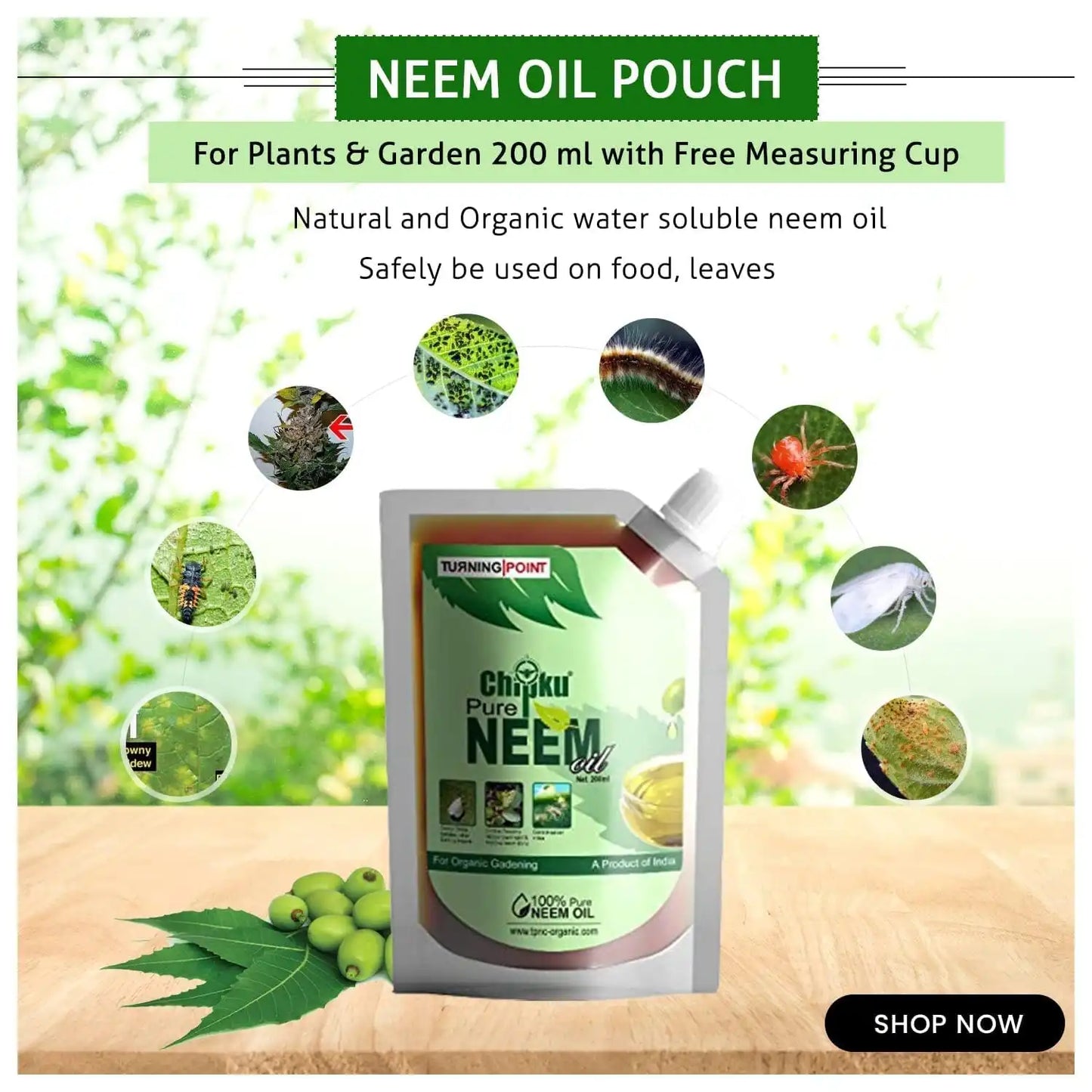 Chipku Pure Cold Pressed Water Soluble Neem Oil 200ml With Empty Spray Bottle