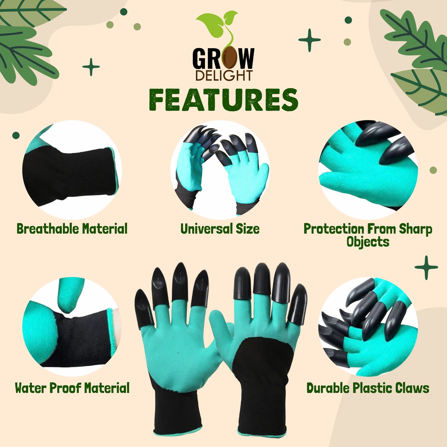 Grow Delight Garden Gloves With Claws