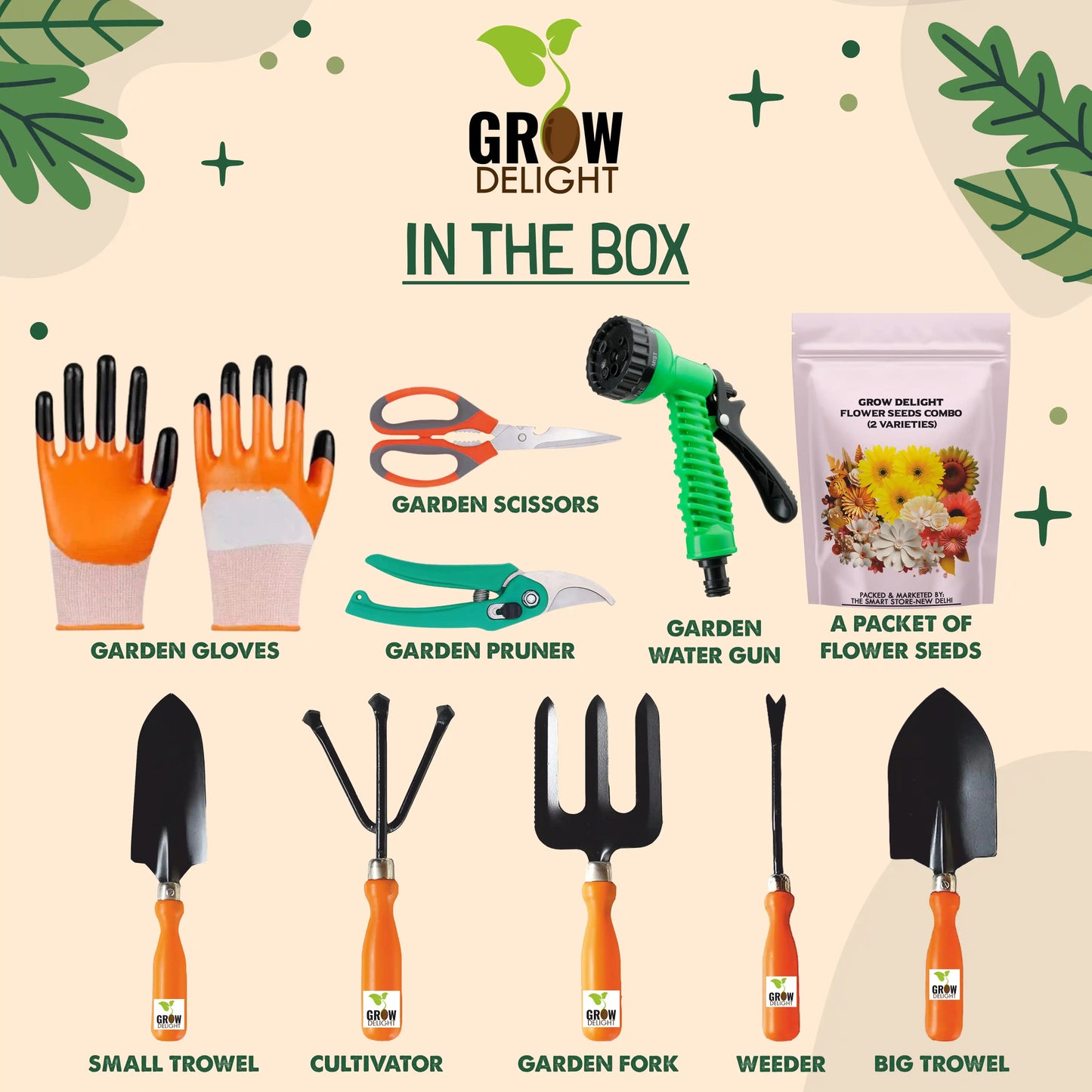 Grow Delight Gardening Tools Kit-10 piece