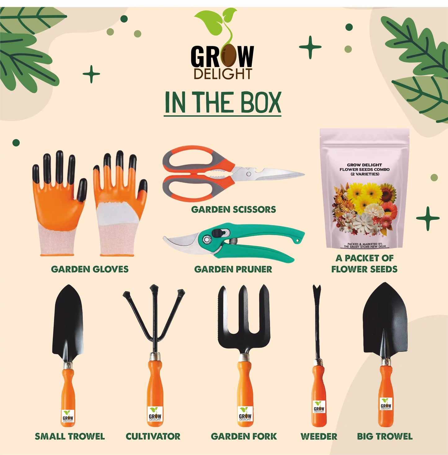 Grow Delight Gardening Tools Kit-9 piece
