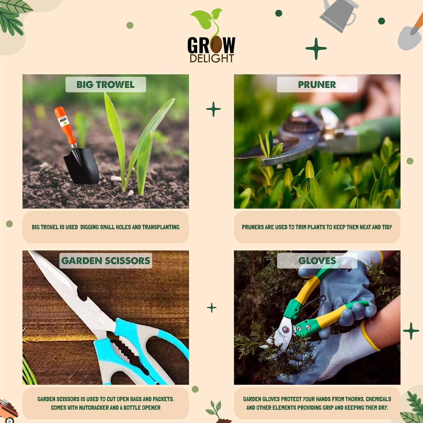 Grow Delight Gardening Tools Kit-9 piece