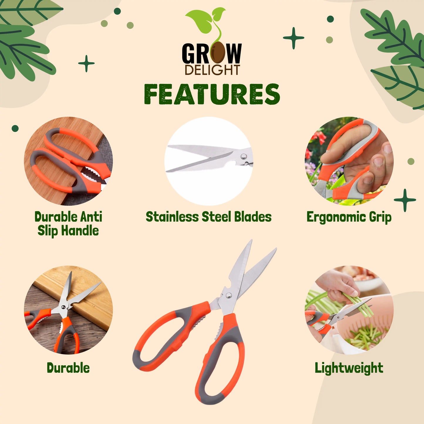 Grow Delight Scissors for Home Gardening and Household Scissors