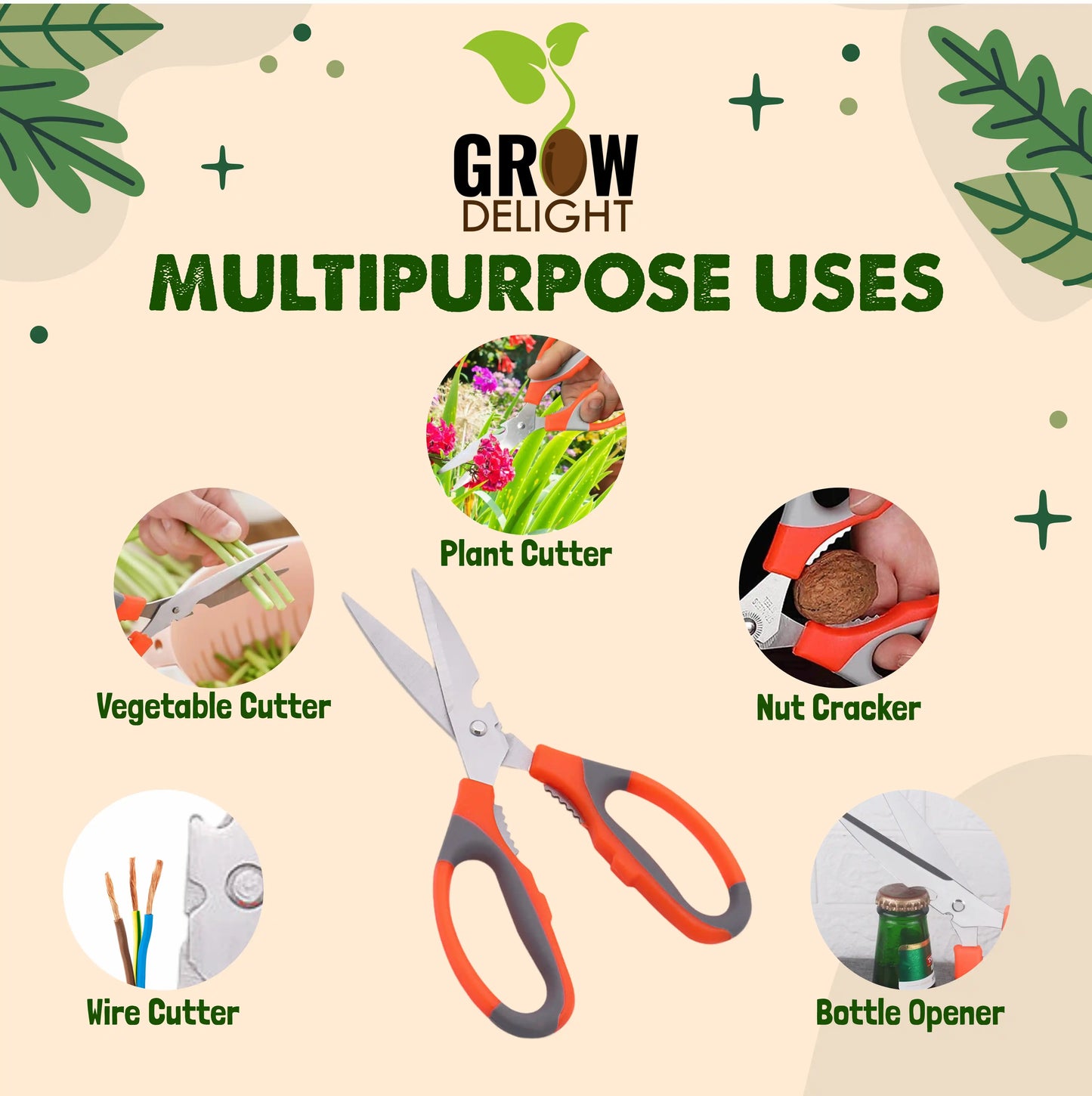 Grow Delight Scissors for Home Gardening and Household Scissors