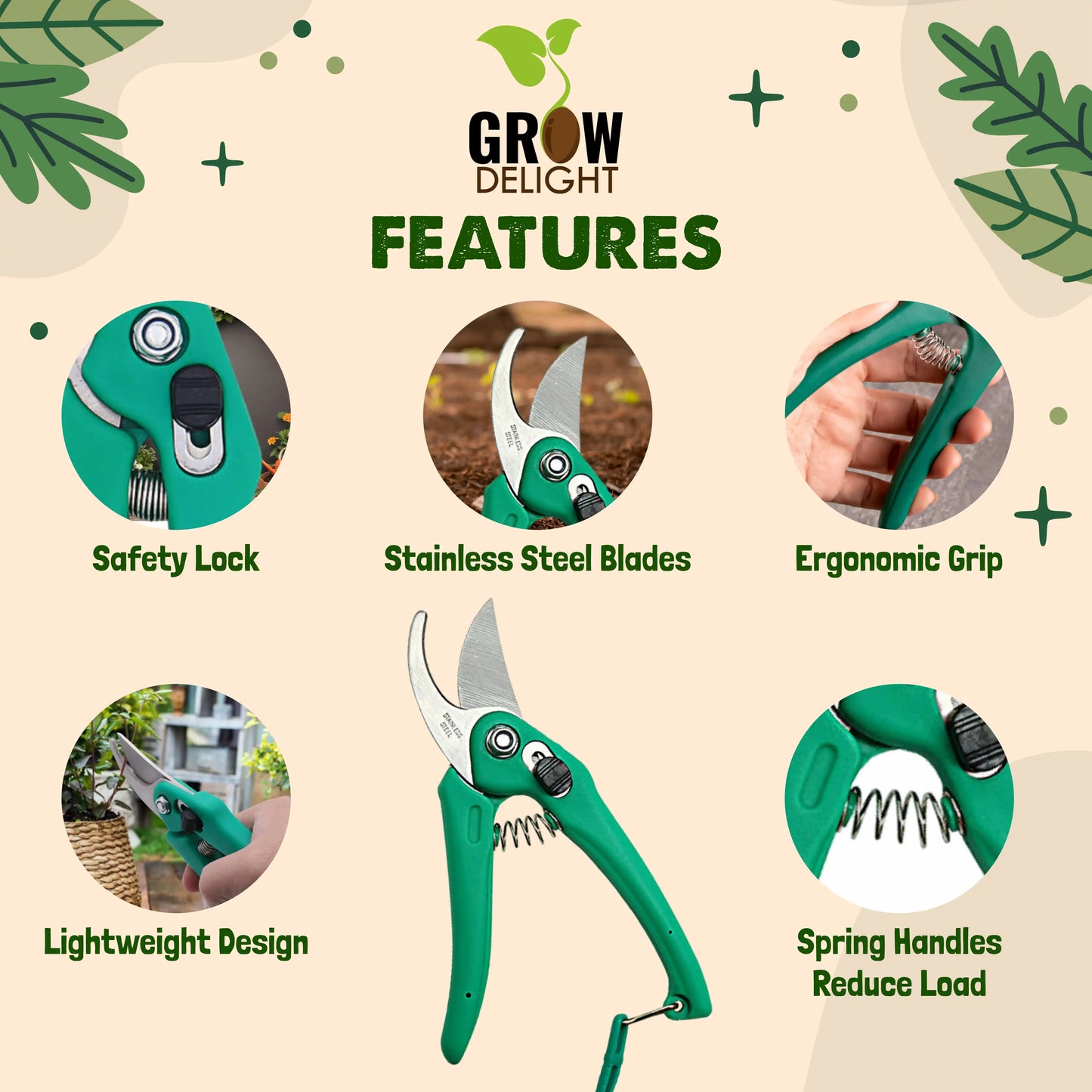 Grow Delight Heavy Duty Pruner cutter for Home Garden