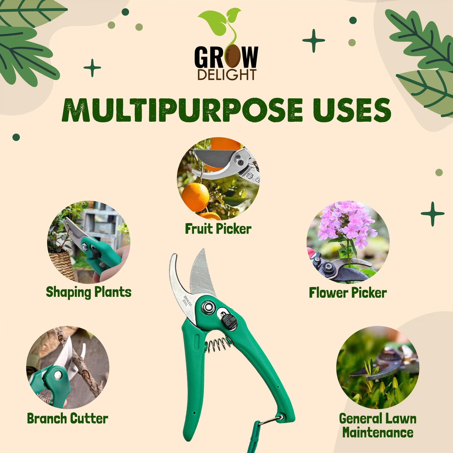 Grow Delight Heavy Duty Pruner cutter for Home Garden