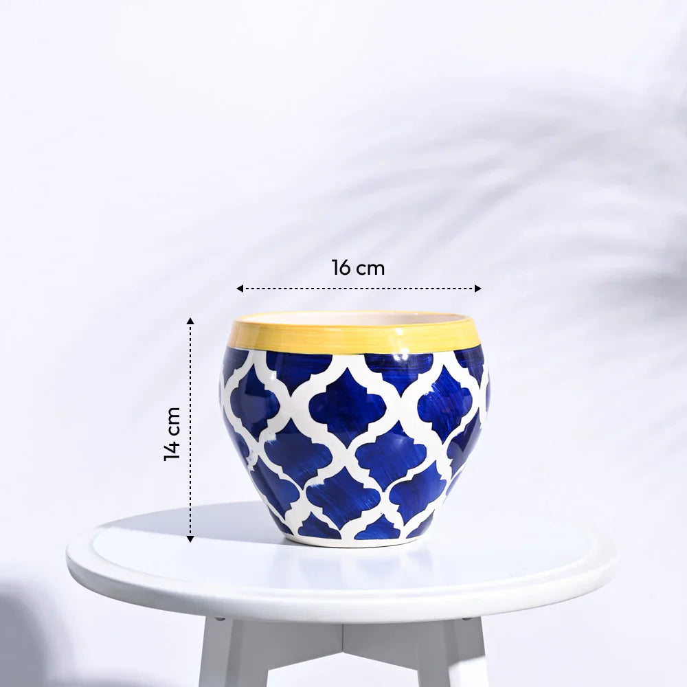 Ugaoo Apple Rose Blue Ceramic Pot