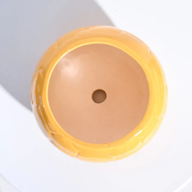 Ugaoo Football Yellow Ceramic Pot