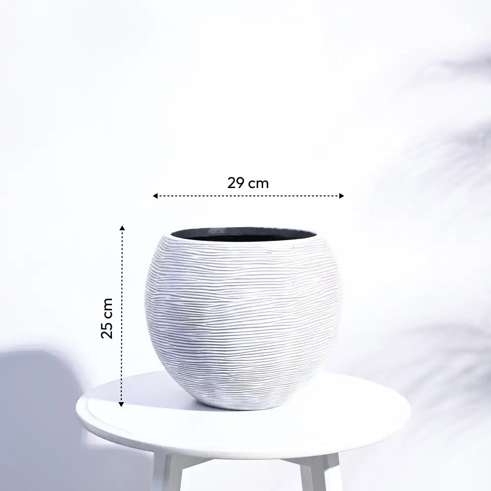 Ugaoo Planter Vase Ball Rib (Ivory)