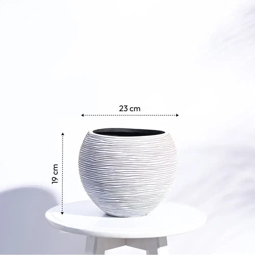 Ugaoo Planter Vase Ball Rib (Ivory)