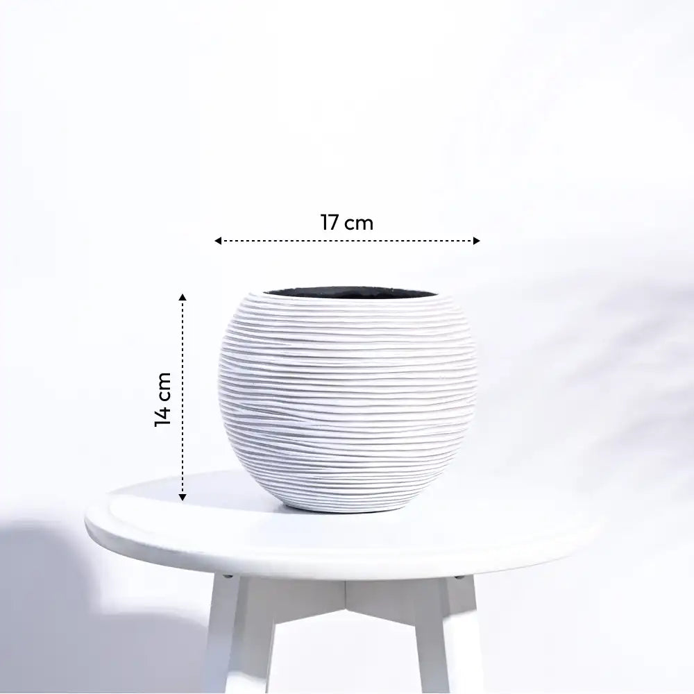 Ugaoo Planter Vase Ball Rib (Ivory)