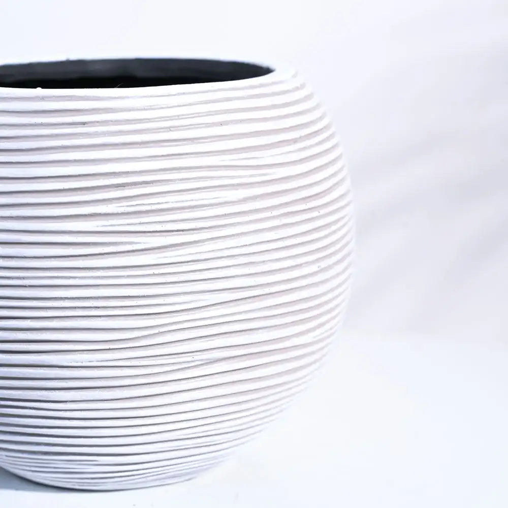 Ugaoo Planter Vase Ball Rib (Ivory)