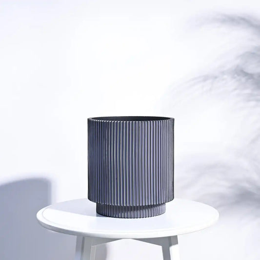Ugaoo Planter Vase Cylinder Groove (Black)